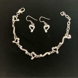 Brighton Earrings and Bracelet SET Hearts and Filigree Silver Color Valentines